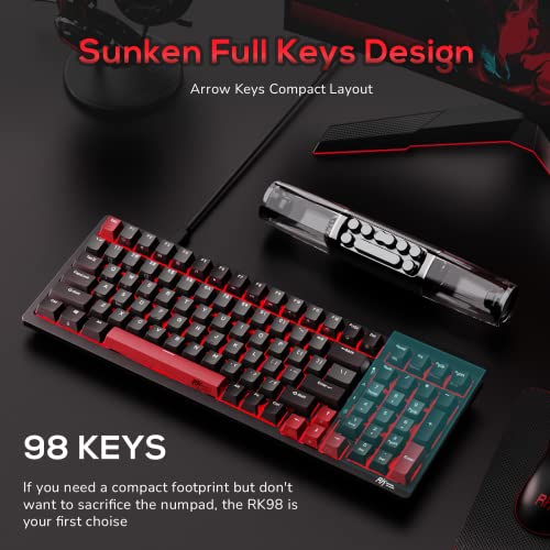 RK ROYAL KLUDGE RK98 Gaming Keyboard, Wireless Mechanical Keyboard 100 Keys Tri-Mode BT5.1/2.4G/USB-C Full Size Hot Swappable Custom Keyboard with Numpad RGB Backlit, Massive Battery, Silver Switch - color: Black, size: Hot Swap Sliver Speed Switch