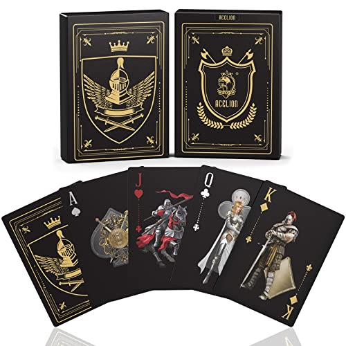 WJPC Waterproof Playing Cards，Plastic Playing Cards,Deck of Cards ，Game and Party Poker Cards (Knight Gold) - color: Knight Gold