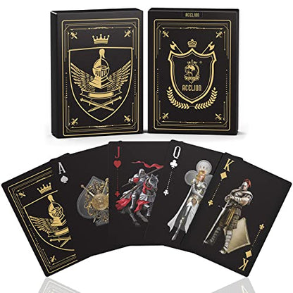 WJPC Waterproof Playing Cards，Plastic Playing Cards,Deck of Cards ，Game and Party Poker Cards (Knight Gold) - color: Knight Gold