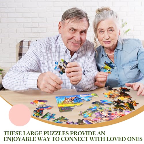 Syhood 10 Pack 16 Large Piece Puzzles for Seniors with Dementia, Alzheimer's Memory Cognitive Games for Elderly, Easy Jigsaw Puzzles Gift for Dementia Patients Elderly Adults in Nursing Home(Warm)