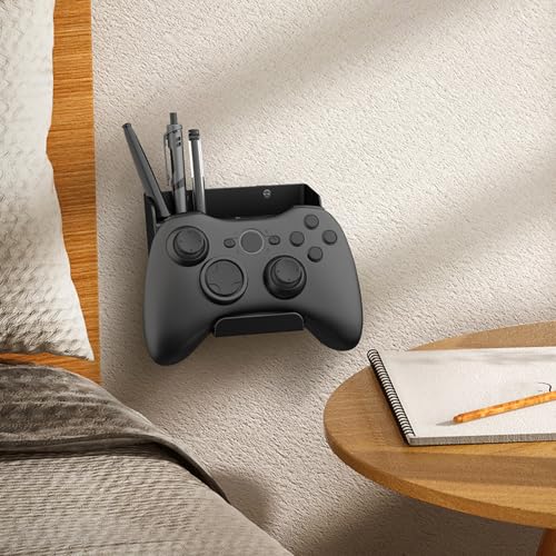 Compact Wall Mounted Holder Game Controller and Headphone Stand with Extra Storage Space for Remote Pens and Cables Game Controller Headphones Holder