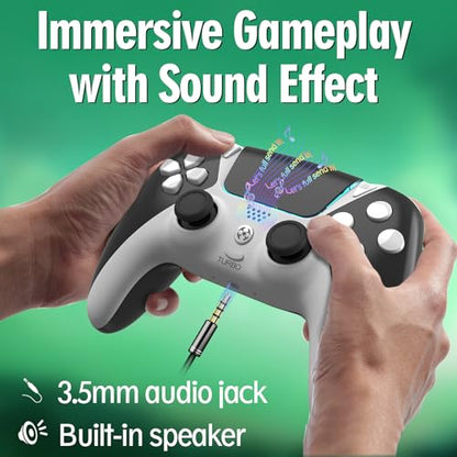 Upgrade for PS4 Controller, Wireless Control for PlayStation 4 Slim Pro PC Steam with 1200mAh, Remote with Dual Vibration Motion Sensor Map Button Turbo Shock ALPS Joystick