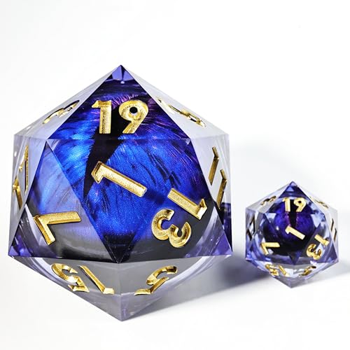 Mini Planet Dungeons and Dragons 50mm Chonk D20 Liquid Core Polyhedral Aqua Resin Sharp Edge Dragon Eye Dice 4 - color: Dragon Eye Dice 4