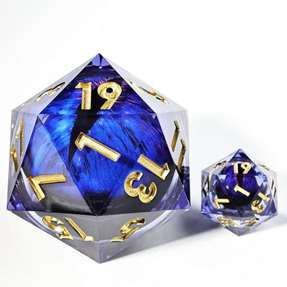 Mini Planet Dungeons and Dragons 50mm Chonk D20 Liquid Core Polyhedral Aqua Resin Sharp Edge Dragon Eye Dice 4 - color: Dragon Eye Dice 4