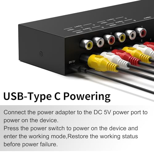 8-Input to 1-HDMI-Output Converter (Consisting of 4 AV Inputs and 4 HDMI Inputs) Switchbetween Quick Different Sources(8 in-1 Out) - style: 4HDMI+4AV to HDMI Converter
