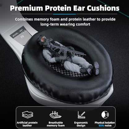 Tatybo Gaming Headset for PS5 PC, Noise Canceling Mic, RGB, White | Over Ear, Deep Bass Stereo Sound for FPS, Battle Royale, Lightweight for Xbox, PS4, Mobile, Nintendo, 3.5mm devices - color: WHITE