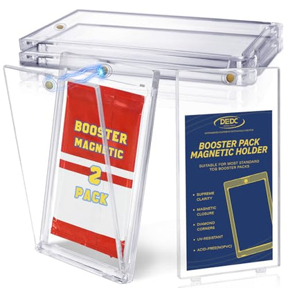 DEDC 2 Pack Booster Pack Protector Card Display Holder Clear Cases for Standard Cards Storage Protect Collectible Sports Gaming Cards