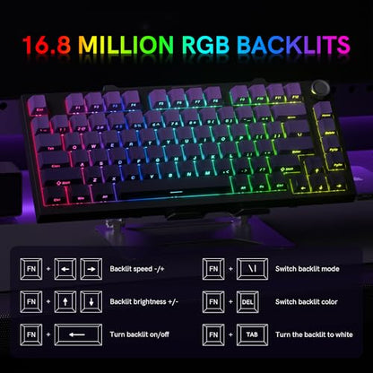 COSTOM WK75 75% Wireless Gaming Mechanical Keyboard Gasket Structure | BT5.0/2.4GHz/USB-C, Hot Swappable Pre-lubed Custom Linear Switches, RGB Backlit Keyboard for PC/Laptop/Xbox/PS4/PS5 (Purple) - color: Purple