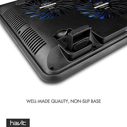 Havit HV-F2056 15.6-17 Inch Laptop Cooler Cooling Pad - Slim Portable USB Powered (3 Fans) (Blue) - color: blue