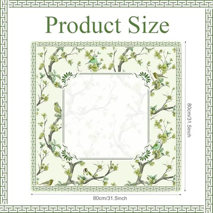 Chinoiserie Mahjong Mat with Carrying Bag 31.5" x 31.5" Green Rubber Anti Slip and Noise Reduction Multi Purpose Game Table Cover for Card, Board Tile Games - color: Green