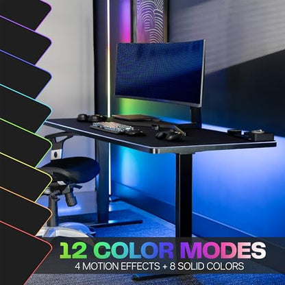 VIVO Extra Large 71 x 30 inch Full Size Desk Pad with RGB Lighting for Office Ambience and Immersive Gaming, Oversized Mouse Pad Table Top Cover, 12 Color Modes, Non-Slip Base, Black, DESK-PAD72 - size: 71 x 30 inches