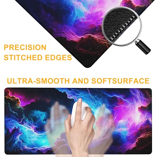 Mouse Pad for Gaming Neon Universe Nebula Big Gaming Mousepad Large Extended Mouse Mat Non-Slip Rubber Base Desk Pad with Stitched Edges for Office Gamer Home 35.4"X 15.7" - color: Boy Watching Wild Sunset