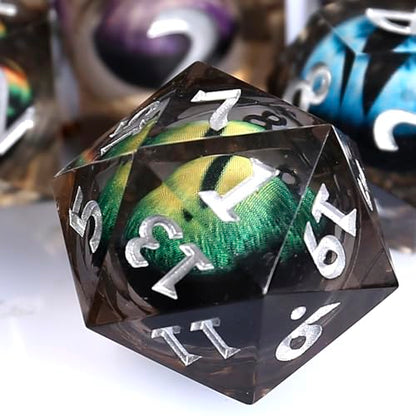 DND Dice Set Dungeons and Dragons Dice, 7 Piece Liquid Core Eye Dice Set D&D Dungeons and Dragons Sharp Edge Resin Dice with Gift Box, Polyhedral Role Playing RPG Dice D20 D12 D10 D8