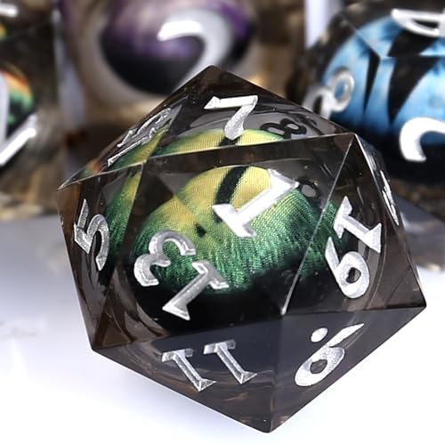 DND Dice Set Dungeons and Dragons Dice, 7 Piece Liquid Core Eye Dice Set D&D Dungeons and Dragons Sharp Edge Resin Dice with Gift Box, Polyhedral Role Playing RPG Dice D20 D12 D10 D8