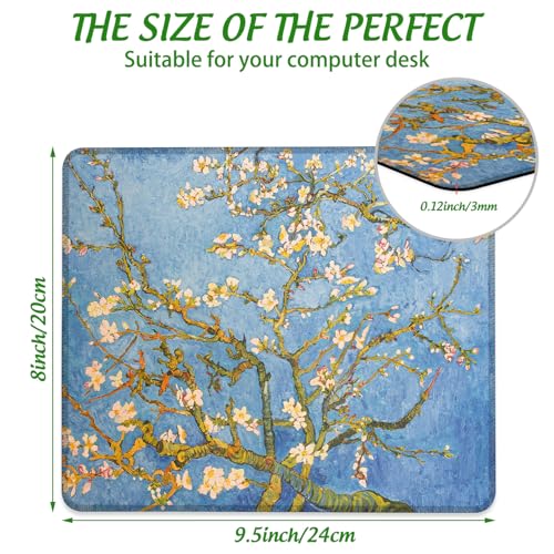 Mouse Pad Blossoming Almond Tree Square Mousepad Desk Mat with Non Slip Rubber Base, Stitched Edge Mouse Mat Desk Pad for Work Game Office, 9.5x8 Inches - color: Blossoming Almond Tree