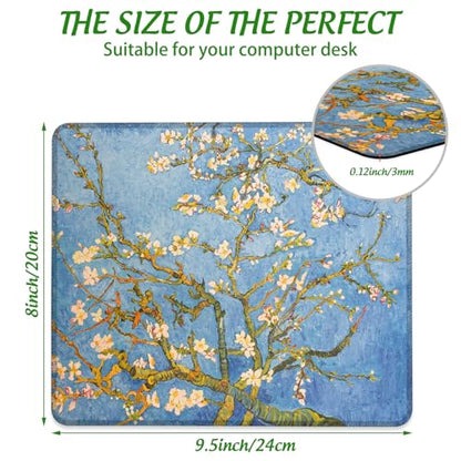 Mouse Pad Blossoming Almond Tree Square Mousepad Desk Mat with Non Slip Rubber Base, Stitched Edge Mouse Mat Desk Pad for Work Game Office, 9.5x8 Inches - color: Blossoming Almond Tree