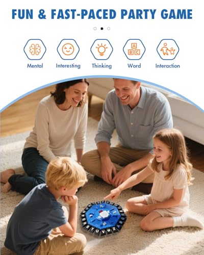 Word Game Family Board Games with Display Timer and 2 Modes, The Fast-Paced 24 Letters Pressing Games, Learning Word Game for Kids & Adults, 2-8 Players, 15-20 Minute Play Time - color: Blue