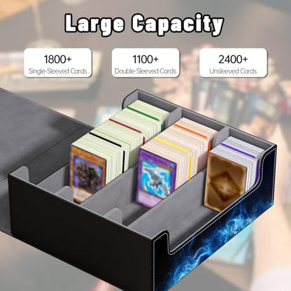DEGDFSGR Card Game Storage Box for TCG MTG Commander Deck Box MTG Card Box Organizer Trading Card Case Magnetic Closure Creative Pattern Up to 2400 Cards, Blue Flame Smoke Skull Death - color: Blue Flame Smoke Skull Death