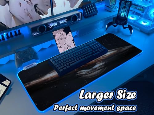 JMIYAV White RGB Gaming Mouse Pad 31.5x12 Inch PC XL Large Extended Glowing Led Light Up Desk Pad Non-Slip Rubber Base Computer Cool Mousepad Mat Desk Accessories Gaming Setup Singularity - color: Singularity, size: 31.5" x 12"