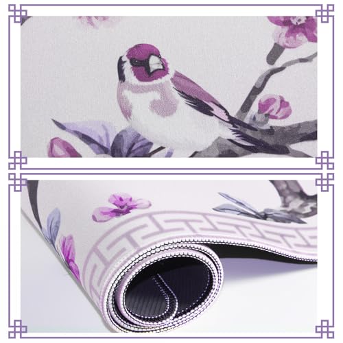 Chinoiserie Mahjong Mat with Carrying Bag,Rubber Anti Slip and Noise Reduction Multi Purpose Game Table Cover for Card, Board Tile Games 31.5" x 31.5" Purple - color: Purple