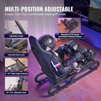 VEVOR Gaming Racing Wheel Stand, Compatible with Logitech G923/G920/G29 & Thrustmaster T248P, Heavy-Duty Adjustable Steering Wheel Stand Cockpit, 330 lbs Capacity, Compact for Sim Racing - style: Small Base without Wheels