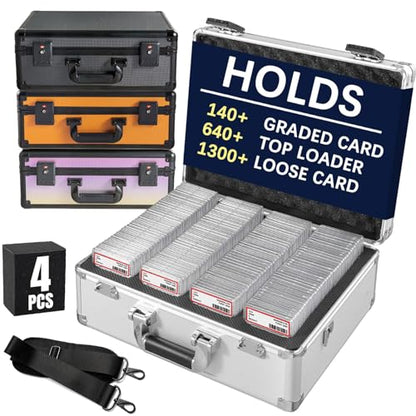 Graded Card Storage Box – Aluminum Alloy Trading Cards Storage Box with Combination Lock - Holds 140+ Graded Cards, Sports Card Case, Fits PSA, CSG, BGS (Silver) - color: Silver
