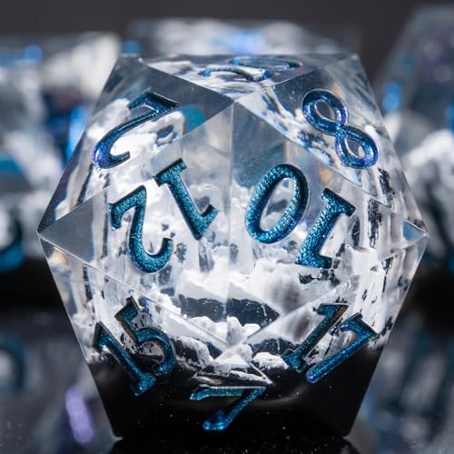 DND Sharp Edge Resin Dice,Mountain RPG Dice, 7 Piece Role Playing Dice Set for Dungeons and Dragons for 15 Years and Up