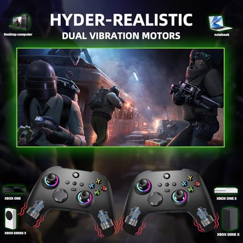 TECTINTER Wireless Controller for Xbox One Controller,2.4GHz Xbox O ne Controller Wireless with 8 Color RGB Light/Programmable/800mAh Battery,Compatible with Xbox One S/X,Xbox On e Series X/S - color: Dark Black