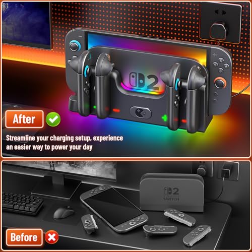 Switch Controller Charger Dock Station Compatible with Nintendo Switch & OLED Model Joy-con, Charging Dock Station Support to Charge 6 Joycons - size: 9''