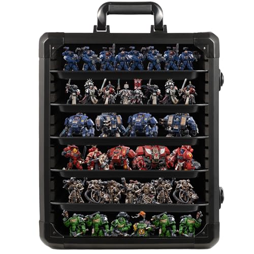 Miniature Carrying Case, Miniature Storage Case with 6 Trays, Aluminum Alloy Frame, Display and Transport Action Figure Display Case for Collectibles Miniatures, Best Gifts for Men - size: Medium