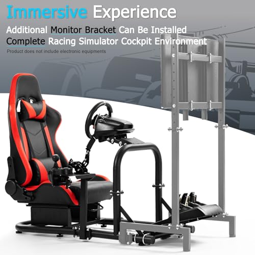 Anman Driving Wheel Stand Racing Simulator Cockpit With Chair Fit for Logitech G25 G29 G920, for Thrustmaster T300RS TX T300rs, for Fanatec,Adjustable Stabilized Sim, Not Included Wheel Pedals