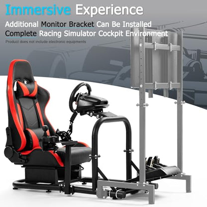 Anman Driving Wheel Stand Racing Simulator Cockpit With Chair Fit for Logitech G25 G29 G920, for Thrustmaster T300RS TX T300rs, for Fanatec,Adjustable Stabilized Sim, Not Included Wheel Pedals