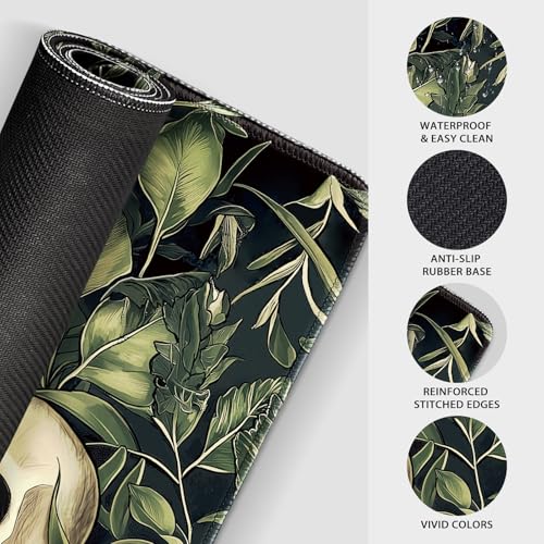 Gothic Dark Botanical Large Gaming Mouse Pad Desk Mat 31.5"x15.7" | Extended Mousepad, Non-Slip Rubber Base , Stitched Edges, for Computer/Laptop/Office/Home - color: Gothic Dark Botanical