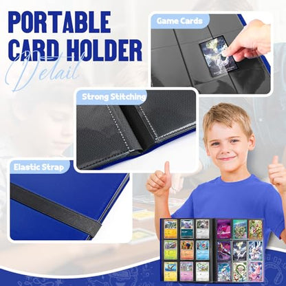 Card Binder 9-Pockets,Trading Card Binder,20 Pages, 360 Card Capacity Collection Binder, Card Folder for MTG, TCG, Game Cards & Sports Cards(Dark Blue) - color: Dark blue