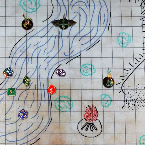 ENHANCE Deluxe RPG Grid Mat - DND Map (24x36in) with Premium Rubber, Non-Slip Grip, No Creasing - Dry Erase DND Mat Set for Masters and Starters, Erasable Parchment with Travel Pouch, Marker Set