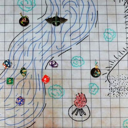 ENHANCE Deluxe RPG Grid Mat - DND Map (24x36in) with Premium Rubber, Non-Slip Grip, No Creasing - Dry Erase DND Mat Set for Masters and Starters, Erasable Parchment with Travel Pouch, Marker Set