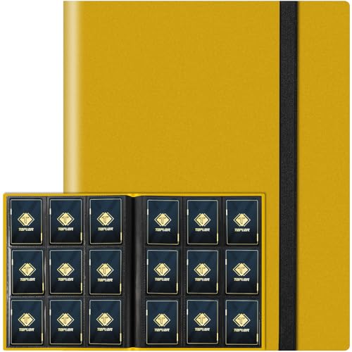 Trading Card Binder, Card Binder Album Folder Book Fit for MTG Baseball Football Sports Cards, Easy to Use Card Collection Binder (yellow, 360 Pockets) - color: Yellow, size: 360 Pockets