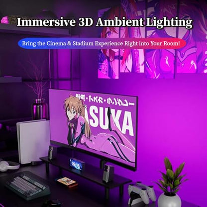 Upgraded 32-Inch Monitor Backlight, Unibody LED Strip with 45° Upward Glow & Dual USB Power, Smart Ambient PC Lighting with Screen Sync - color: For 32 inch PC