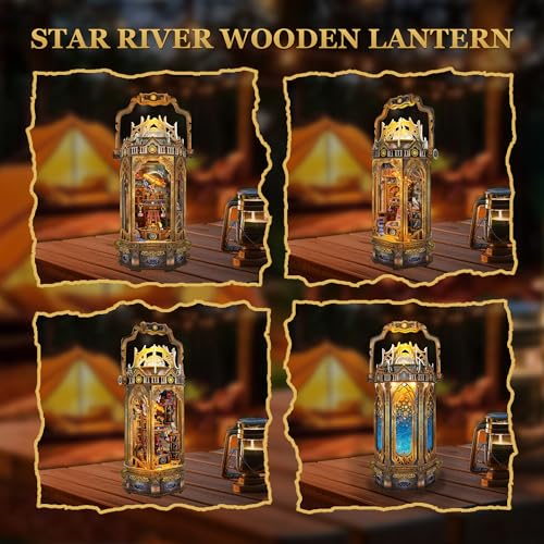 3D Wooden Puzzles for Adults 3D Puzzles Model kit Stress-Relief Toy with Mechanical Rotation Bookshelf Ideal Gift for Adults and Teens- The Lantern of Gaiaxy - color: The Lantern of Gaiaxy