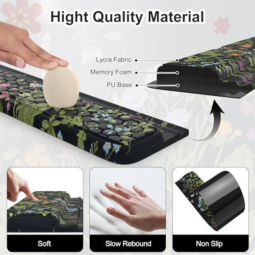 Keyboard Wrist Pad with Non Slip PU Base, 3-Level Height Adjustment Keyboard Stand, Comfy Ergonomic Wrist Rest for Office Home Woman (Grass/Black) - color: Black