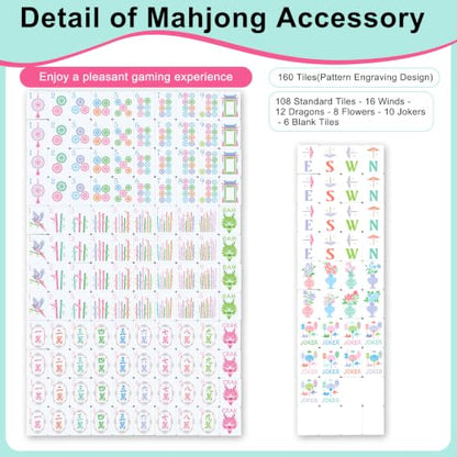 Simgoing 160 Pcs 1.2 Inch American Mahjong Sets Mahjong Tiles Melamine Engraved Multi-Layer Mah Jong Ideal for Home & Party Games, Tiles Only(Modern,Mint Green) - color: Mint Green, style: Modern