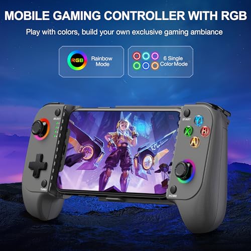 NinjaPlusOX Phone Game Controller for iPhone/Android with with Hall Joystick, Wireless Mobile Game Controller Support Xbox Cloud, Steam Link, Call of Duty, Roblox, Cloud iOS Android Controller - color: Grey