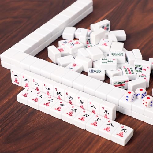 ZGME American Mahjong Set,166 White Tiles with Blue Rectangular Bag and Accessories,4 All-in-One Mahjong Racks with Pushers,Complete Western Mahjong Set - color: Blue