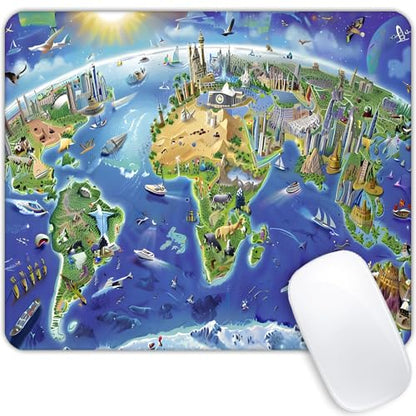 Square Mouse Pad World map,Gaming Mouse Pads for Desk,Soft Computer Waterproof Non-Slip Mouse Mat - color: World map