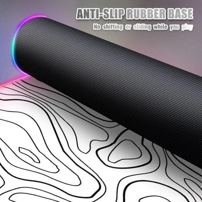 RGB Mouse Pad for Gaming I Large Mousepad with 14 Led Modes I Keyboard Pad Gaming Desk Mat I Non-Slip Rubber Base Mouse Mat I 900x400x4mm Waterproof Mousepad for Gamer I Cool White Line - color: White Line