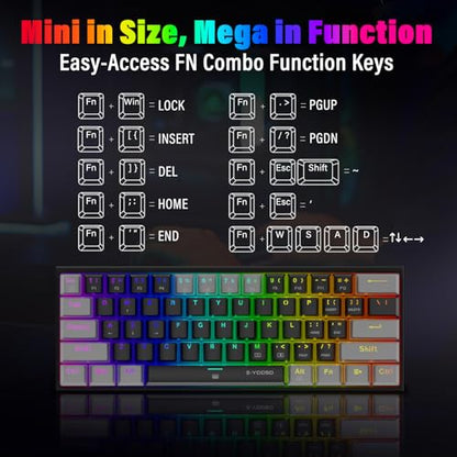 60% Compact Small Wired Portable Mechanical Keyboard,22 RGB Backlit,Blue Switch,CNC Aluminum,Hot Swappable Socket,PBT wear-Resistant keycaps,Ideal for Travel/Gaming/Typing/PC Computer/Mac/Laptop