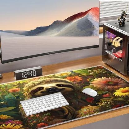 for MTG Playmat Non-Slip Rubber Play Mat with Storage Bag Combination, Ideal for Card Game Lovers TCG Play Mat, Flower Sloth - color: Flower Sloth
