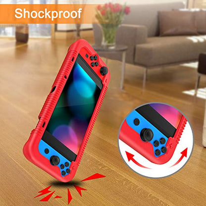 FINTIE Silicone Case Compatible with Nintendo Switch - Soft [Anti-Slip] [Shock Proof] Protective Cover with Ergonomic Grip Design, Drop Protection Grip Case (Red) - color: Red