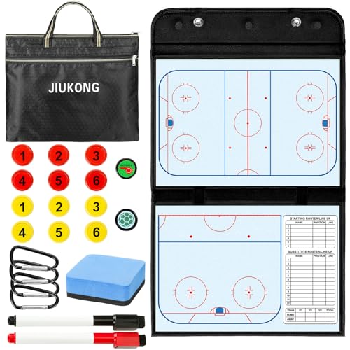 Magnetic Hockey Coaching Board – Portable Dry Erase Whiteboard with Fence Clip, Magnets & Carry Bag, Foldable Tactical Board for Ice Hockey Coaches & Players, Ideal Coach Gift - style: Hockey