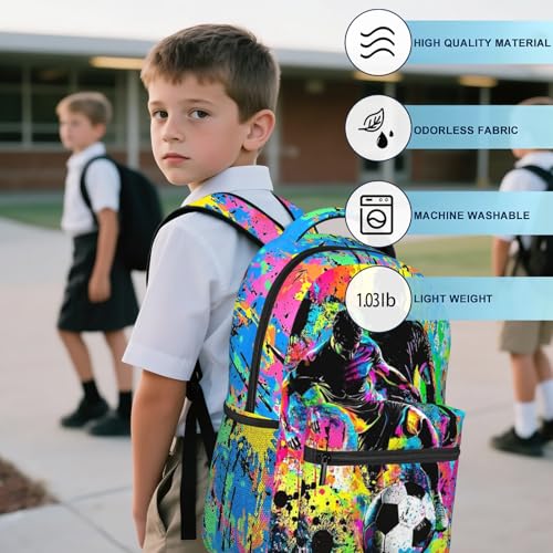 Kids Soccer Backpack For Boys Sports Soccer School Backpack For Boys Children Elementary Middle School Backpacks Ball Bookbag Travel Back Pack - color: Soccer